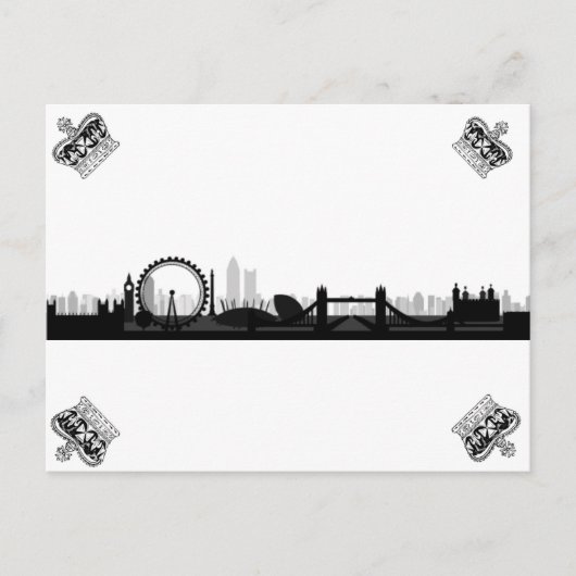 Black & White Crown London Eye Skyline Briefkaart (Voorkant)
