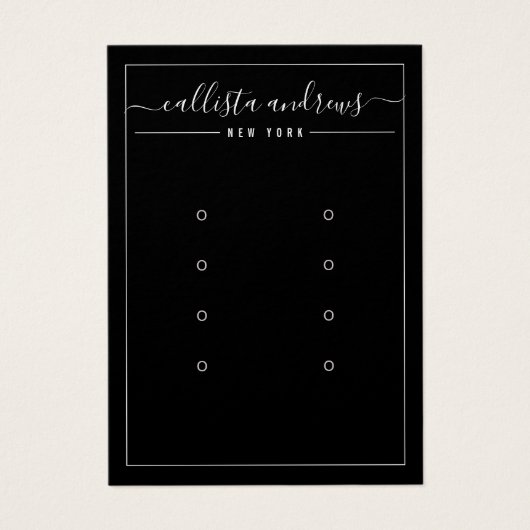 Black White Cursive Multiple Earling Display Card- Visitekaartje (Voorkant)