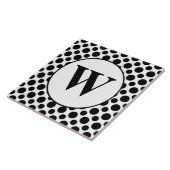 Black White Custom Initiaal Polka Dot Tegel Tegeltje (Zijkant)