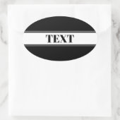Black & White Custom Name Stripe Ovale Sticker (Tas)