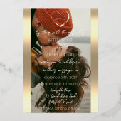 Black White Custom Photo Monogram Event Heart Folie Uitnodiging (Voorkant)