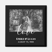 Black White Custom Weddenschap Foto Simple Elegant Magneet (Voorkant)