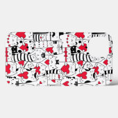 Black White Cute Cat Red Heart Case-Mate iPhone Case (Achterkant (horizontaal))