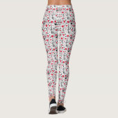 Black White Cute Cat Red Heart Leggings (Achterkant)