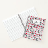 Black White Cute Cat Red Heart Notitieboek (Binnen)