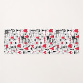 Black White Cute Cat Red Heart Yogamat (Voorkant (horizontaal))