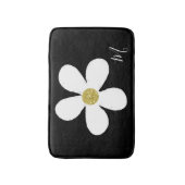Black White Daisy Simple Floral Gold Badmat (Voorkant Verticaal)