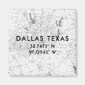 Black & White Dallas Texas Map Custom Coordination Magneet (Voorkant)