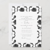 Black & White Damask Beide ouders bruiloft Kaart (Voorkant)