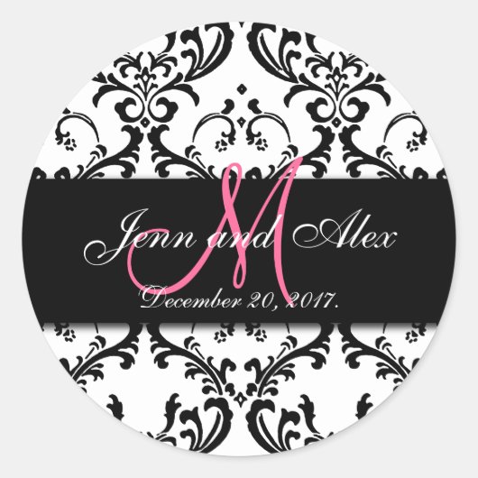 Black White Damask Enregistrer les stickers Date (Devant)