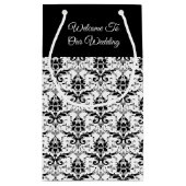 Black & White Damask Imprimer - Sac cadeau Mariage (Dos)