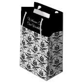 Black & White Damask Imprimer - Sac cadeau Mariage (Dos Angle)