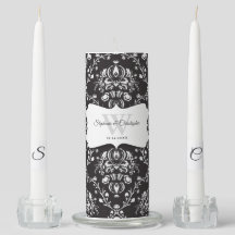 Black White Damask Monogram Weddenschap
