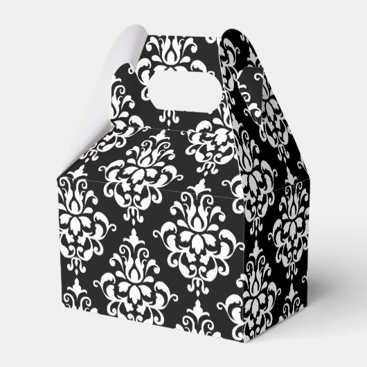 Black White Damask Pattern 1 Bedankdoosjes (Voorkant Zijde)