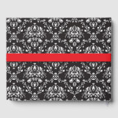 Black White Damask Red Stripe Weddenschap Book Gastenboek (Achterkant)