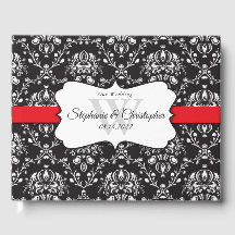 Black White Damask Red Stripe Weddenschap Book