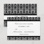 Black White Damask RSVP Weddenskaart (Voorkant / Achterkant)