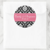 Black White Damask Wedding Favor Stickers Pink (Tas)