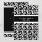 Black White Damask Wedding Vow Renewal Uitnodiging (Voorkant / Achterkant)