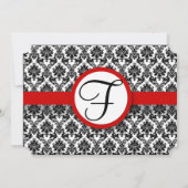 Black & White Damask Your Photo Wedding Invitation Kaart (Achterkant)