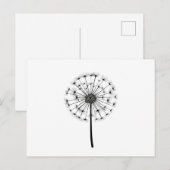 Black White Dandelion Line Art Briefkaart (Voorkant / Achterkant)