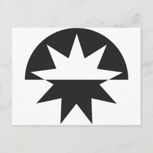 Black White Deco Star Sunburst Briefkaart