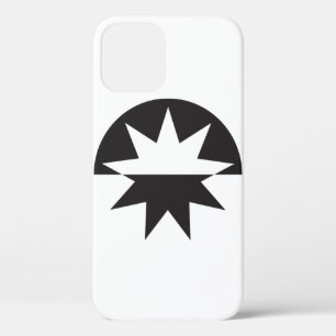 Black White Deco Star Sunburst iPhone 12 Hoesje