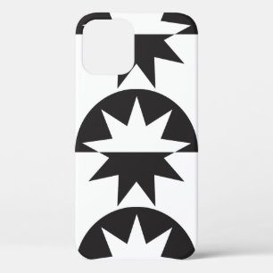 Black White Deco Star Sunburst iPhone 12 Hoesje