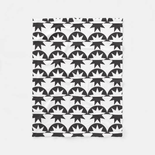 Black White Deco Star Sunburst Fleece Deken (Voorkant)