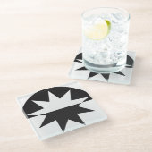 Black White Deco Star Sunburst Glazen Onderzetter (Schuin)