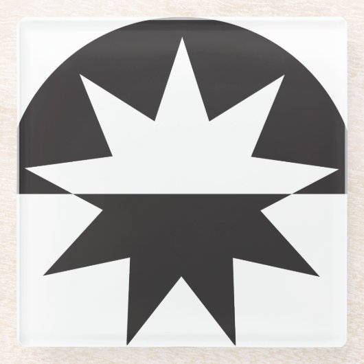 Black White Deco Star Sunburst Glazen Onderzetter (Voorkant)