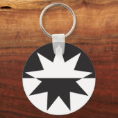 Black White Deco Star Sunburst Sleutelhanger (Achterkant)