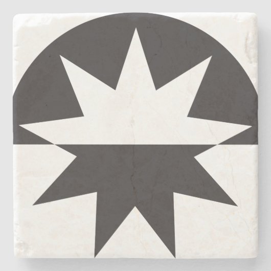 Black White Deco Star Sunburst Stenen Onderzetter (Voorkant)
