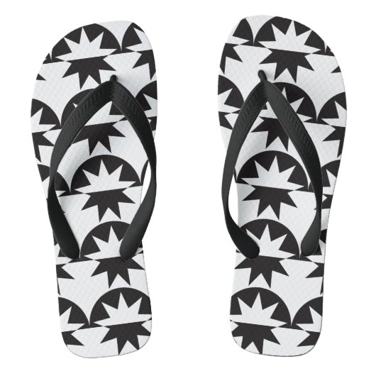 Black White Deco Star Sunburst Teenslippers (Voetbed)
