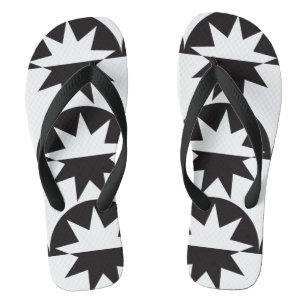 Black White Deco Star Sunburst Teenslippers