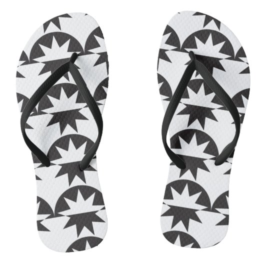 Black White Deco Star Sunburst Teenslippers (Voetbed)