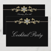 Black White Diamond Black White Cocktail Party Kaart (Voorkant / Achterkant)