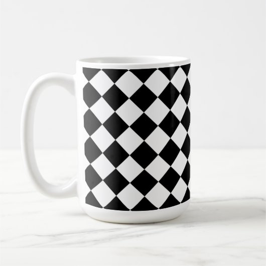 Black White Diamond Check-patroon Koffiemok (Links)