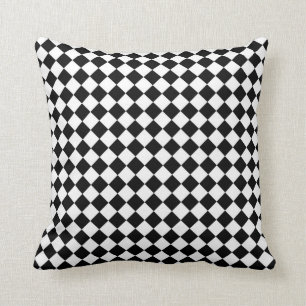 Black White Diamond Check-patroon Kussen