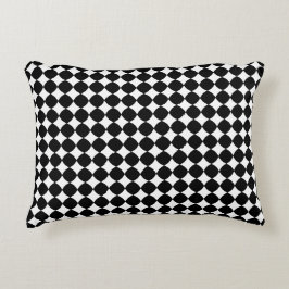 Black & White Diamond Checker Accent Pillow Accent Kussen