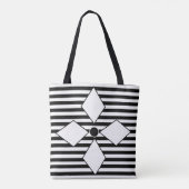 Black White Diamond Geometric Stripes Pattern Draagtas (Achterkant)
