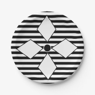 Black White Diamond Geometric Stripes Pattern Papieren Bordje