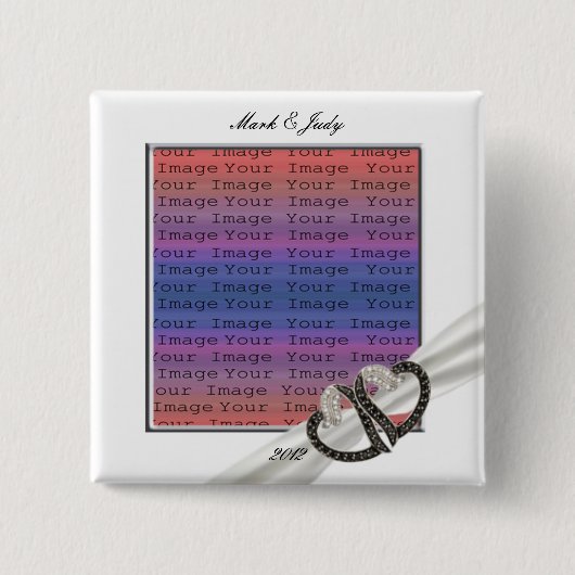 Black & White Diamond Hearts Button (Voorkant)