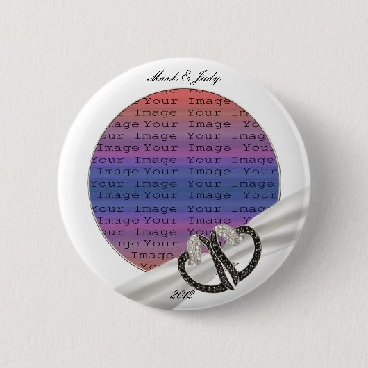 Black & White Diamond Hearts Button (Voorkant)