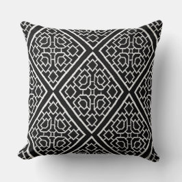 Black White Diamond Pattern Faux Crewel Pillow Kussen