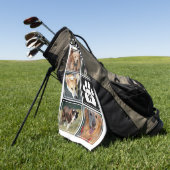 Black White Dog Paw Pet Photo Collage Golfhanddoek (Groen)