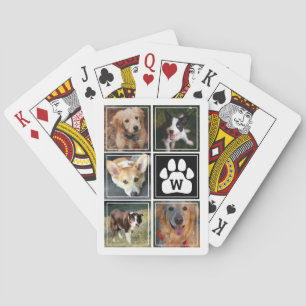 Black White Dog Paw Pet Photo Collage Pokerkaarten