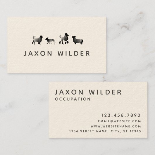 Black White Dog Silhouette Cloud Minimal Visitekaartje (Voorkant / Achterkant)