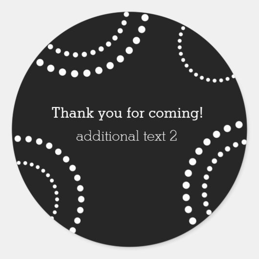 Black & White Dotted Swirl party bevoordeelt stick Ronde Sticker (Voorkant)