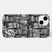 Black & White Downtown City, Skyscrapers, Monogram Case-Mate iPhone Case (Achterkant (horizontaal))